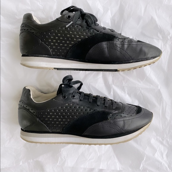 Hugo Boss Low top Sneakers: Black Leather and suede with thin platform Eu 39 - Picture 2 of 5